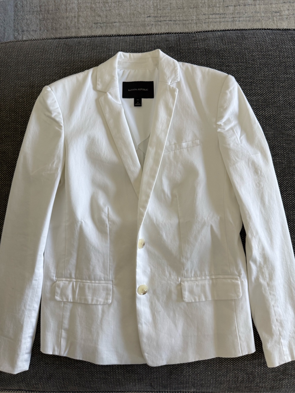 Banana Republic Cotton White Tailored Blazer